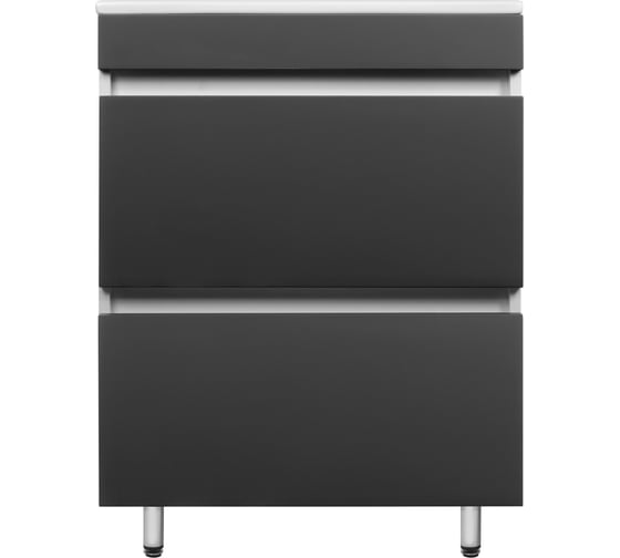 Напольная тумба Toppus VELVET 60 с умывальником Quadro, графит матовый 9811.017