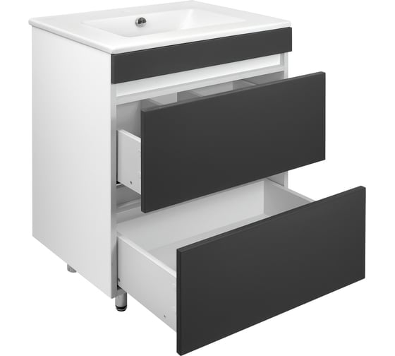 Напольная тумба Toppus VELVET 60 с умывальником Quadro, графит матовый 9811.017