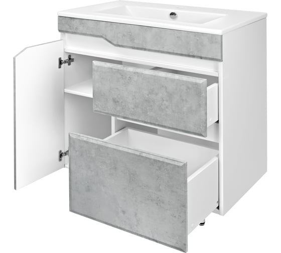 Напольная тумба Toppus VELVET 75 с умывальником Quadro, серый камень 9811.015