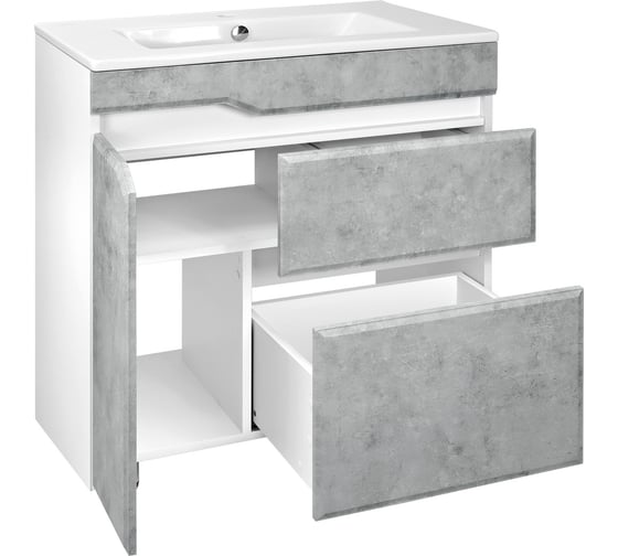 Напольная тумба Toppus VELVET 75 с умывальником Quadro, серый камень 9811.015