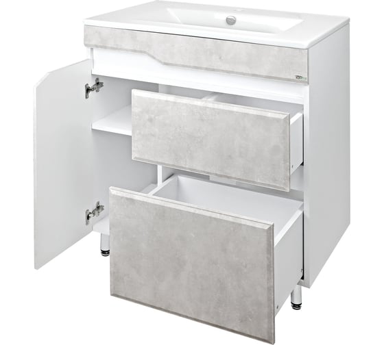 Напольная тумба Toppus VELVET 75 с умывальником Quadro, светлый камень 9811.016