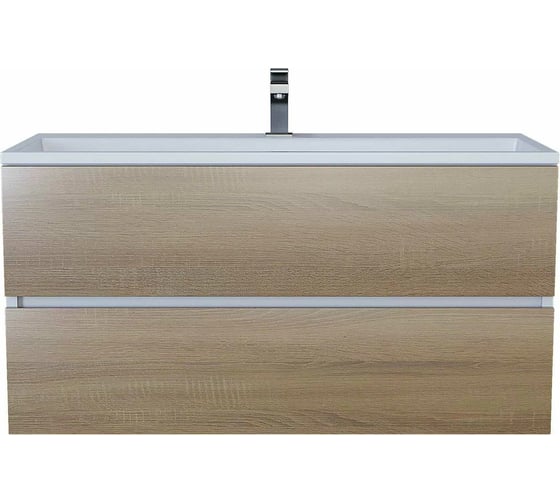 Тумба с раковиной для ванной uperwood Barsa_100 см, раковина белая, подвесная тумба белая/дуб сонома 293020535 1