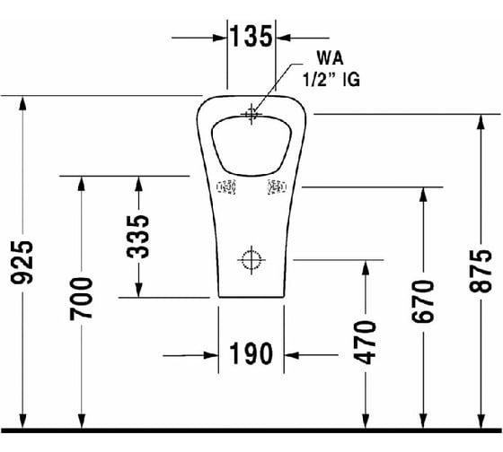 Писсуар Duravit DURASTYLE подача воды сверху, 300x340 мм 2805300000 00183502