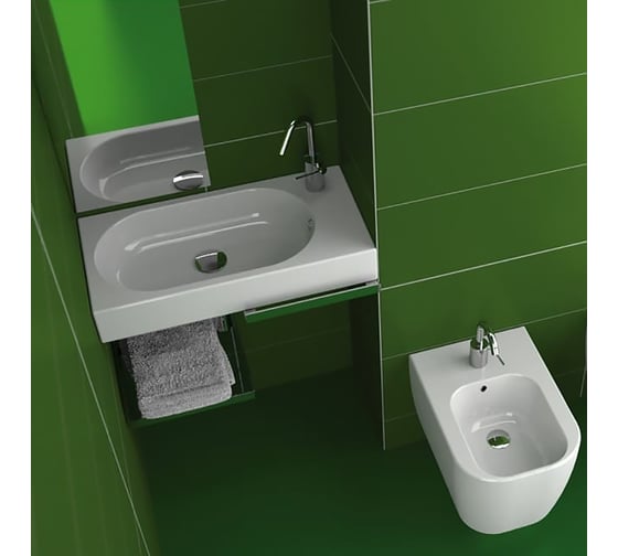 Подвесная раковина Hatria AREA 1 отверстие для смесителя DX, размер 81x35 см, цвет белый Y0QB01