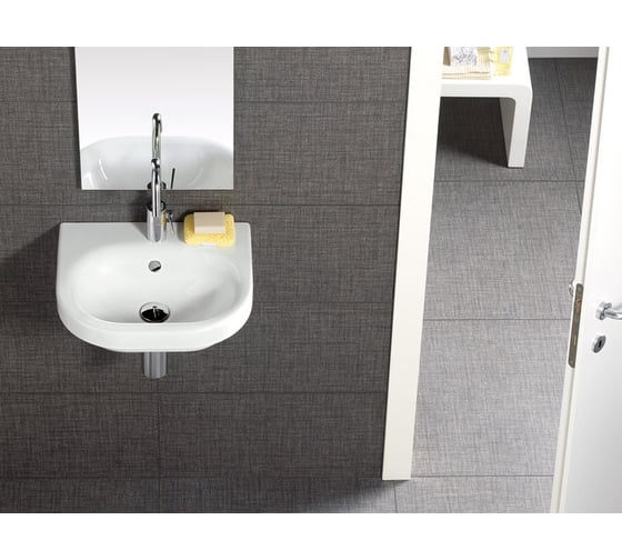 Подвесная раковина Hatria DAYTIME 1 отверстие для смесителя, с переливом, размер 45x37.8 см, цвет белый YXBM01