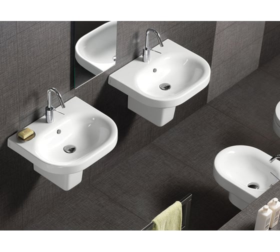 Подвесная раковина Hatria DAYTIME 1 отверстие для смесителя, с переливом, размер 45x37.8 см, цвет белый YXBM01