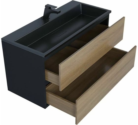 Раковина для ванной uperwood Barsa_100 см, полувстраиваемая, прямоугольная, черная 293020538
