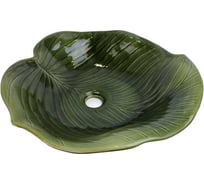 Раковина-чаша BRONZE DE LUXE LEAF на столешницу, зеленый глянец 2427