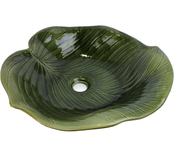 Раковина-чаша BRONZE DE LUXE LEAF на столешницу, зеленый глянец 2427 1