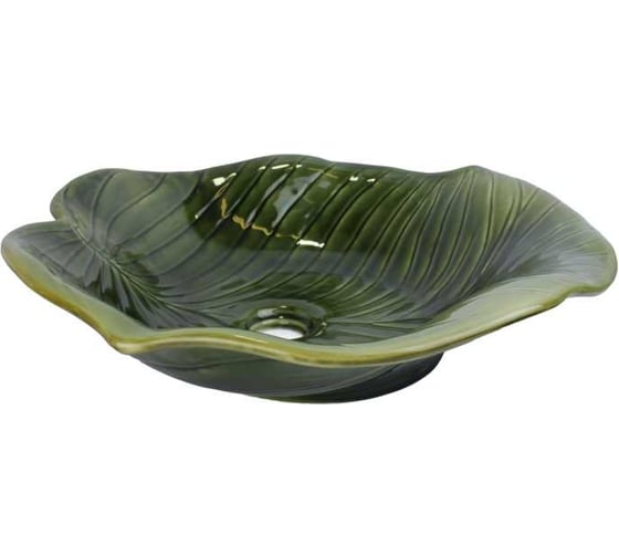 Раковина-чаша BRONZE DE LUXE LEAF на столешницу, зеленый глянец 2427