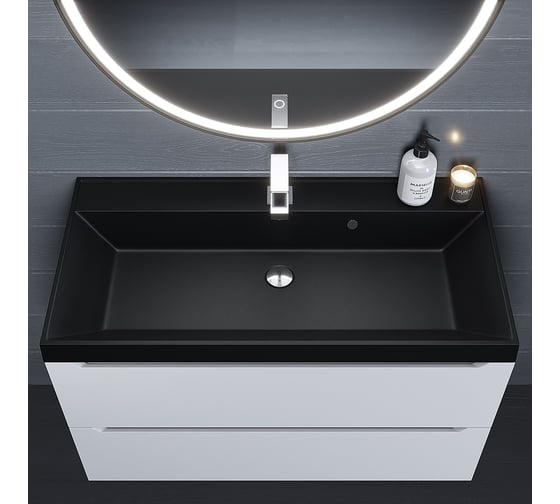 Раковина кварцевая для ванной uperwood Classic Quartz_100 см, черная матовая, космос  293020635