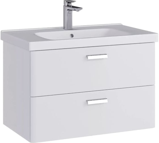 Подвесная тумба для ванной комнаты Sanstar gretta 80 с раковиной гармония 80 (комплект) белая 329.1-1.5.1.КГАР