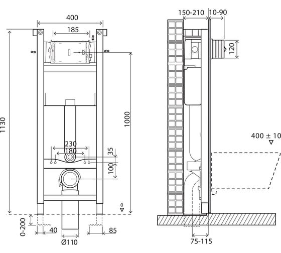 Инсталляция для унитазов BelBagno BB004-40 EXPERT