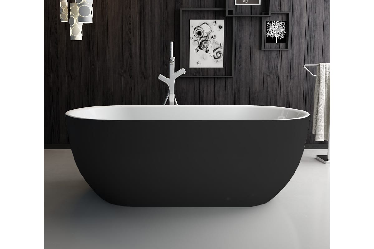 Акриловая ванна BelBagno белый глянец внутри, черный матовый снаружи BB70-1700-800-W/NM - выгодная цена, отзывы, характеристики, фото - купить в Москве и РФ