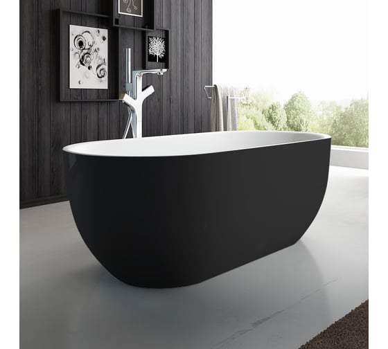 Акриловая ванна BelBagno белый глянец внутри, черный матовый снаружи BB70-1700-800-W/NM