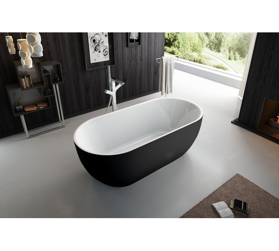 Акриловая ванна BelBagno белый глянец внутри, черный матовый снаружи BB70-1700-800-W/NM