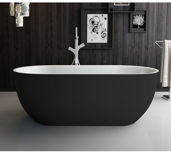 Акриловая ванна BelBagno белый глянец внутри, черный матовый снаружи BB70-1700-800-W/NM
