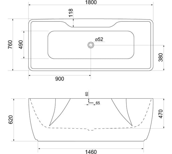 Акриловая ванна BelBagno BB110-180-76