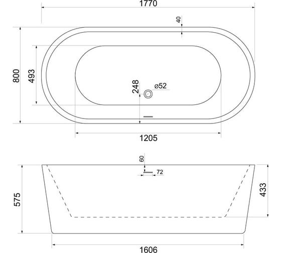 Акриловая ванна BelBagno BB109-177-80