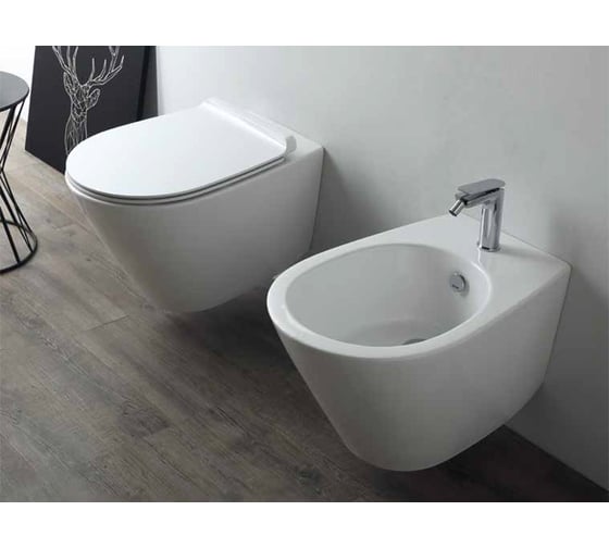 Подвесной унитаз SIMAS TREVI "Rimless" размер 56x37 цвет белый TR 18 bia