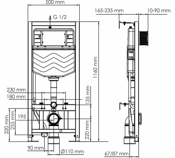 Система инсталляции для унитазов WasserKraft Aller 10TLT.010.ME