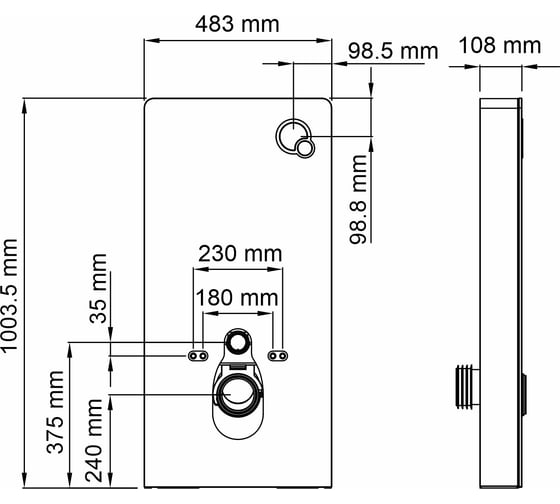 Пристенный модуль системы инсталляции для унитазов WasserKraft Naab 86TLT.040.PE.BL