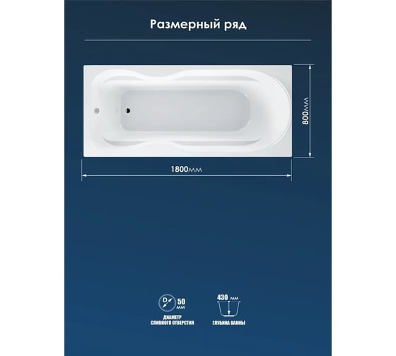 Акриловая ванна Comfort Maxi 1800х800мм МетаКам 4620034053054