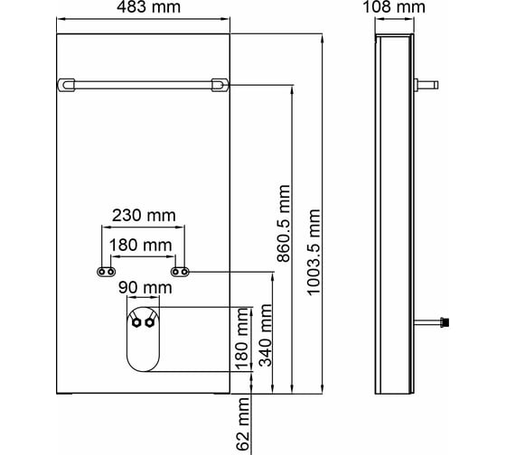 Пристенный модуль системы инсталляции для биде WasserKraft Naab 86BDT.050.WH
