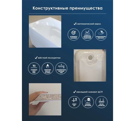 Акриловая ванна МетаКам Grace 1700х700мм 4620034058394