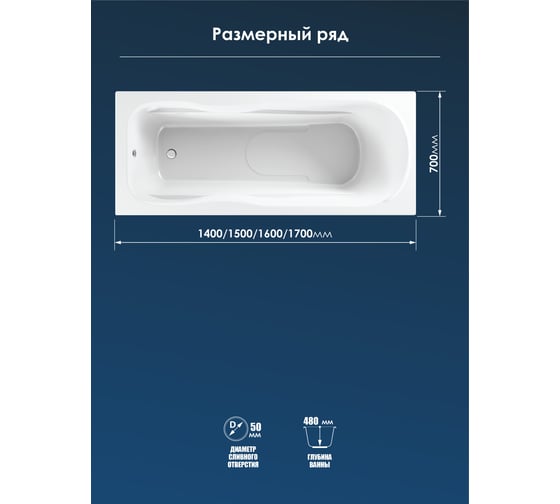 Акриловая ванна МетаКам ITALY 1400х700мм 4620034055485