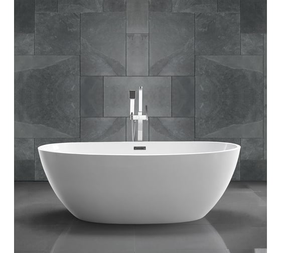 Акриловая ванна VINCEA 1700х850х580, цвет белый, слив-перелив в комплекте, хром VBT-404-1700