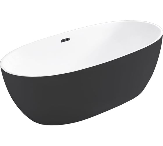 Акриловая ванна VINCEA 1700х800х580, цвет черный матовый, слив-перелив в комплекте, хром VBT-405-1700MB