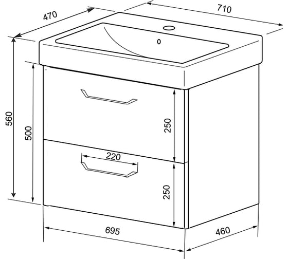 Комплект Azario тумба Ника 70 710x470x560 подвесная, с раковиной monte 70 cs 00080144