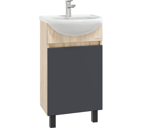 Тумба с раковиной Onika Милтон 45 напольная, серая/дуб сонома 104512