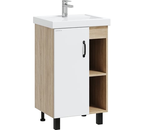 Тумба с раковиной Onika тимбер 50 напольная, белая мат./дуб сонома 105034
