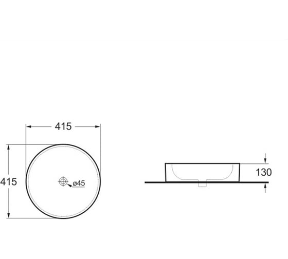 Керамическая раковина VINCE A415x415x130, накладная, цвет белый VBS-104