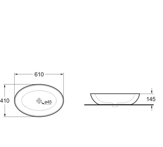 Керамическая раковина VINCE A610x410x145, накладная, цвет белый VBS-115