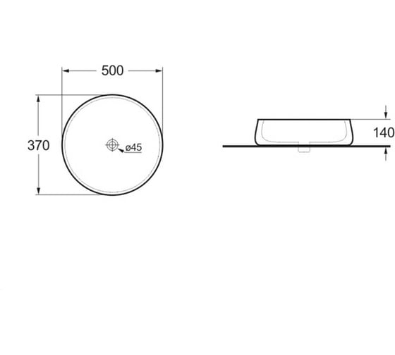 Керамическая раковина VINCEA 500x370x140, накладная, цвет белый VBS-110