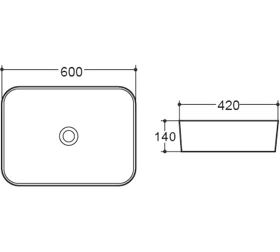 Керамическая раковина VINCE A600x420x140, накладная, цвет белый VBS-304