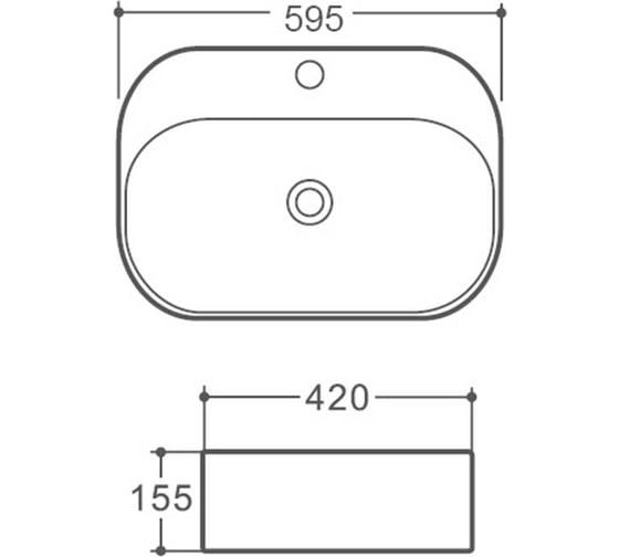 Керамическая раковина VINCE A595x420x155, накладная, цвет белый VBS-306