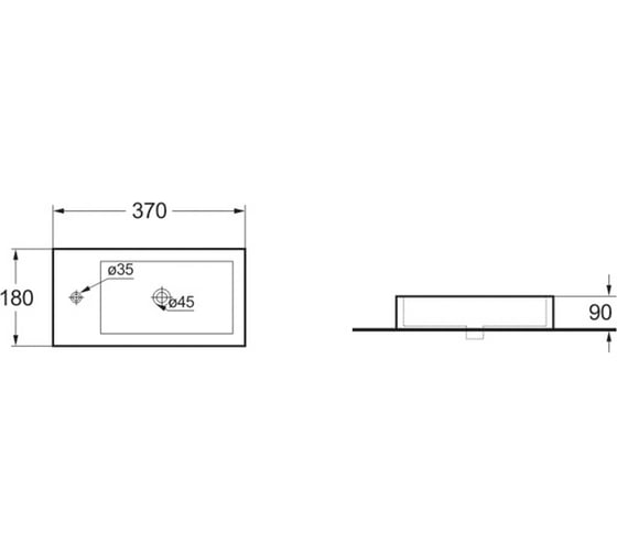 Керамическая раковина VINCEA 370x180x90, подвесная, цвет белый, левая VBS-133L