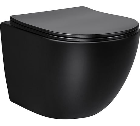 Подвесной унитаз VINCEA Globo безободковый, цвет матовый черный, ультратонкое сиденье soft-close VT1-14SMB