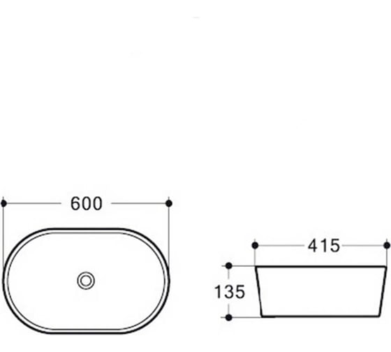 Керамическая раковина VINCE A600x415x135 накладная, цвет белый VBS-302