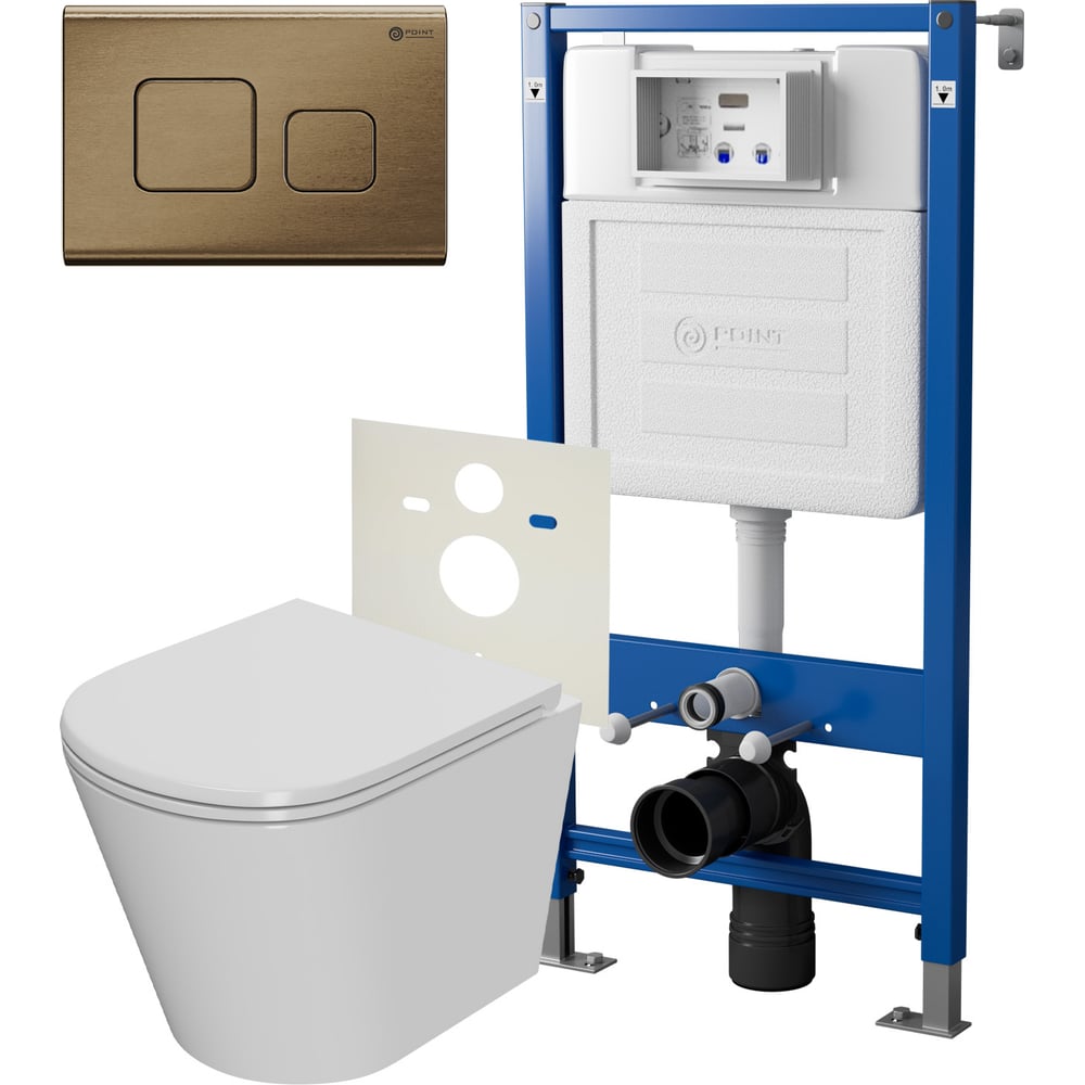 Сет система инсталляции Point клавиша смыва цвет бронза брашированная и ...