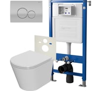 Сет система инсталляции Point клавиша смыва цвет сатин/хром и подвесной унитаз PN48069SC