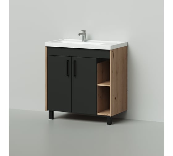 Тумба с раковиной IKA Lite 80 напольная, 815x455x840 Графит 4657792951919
