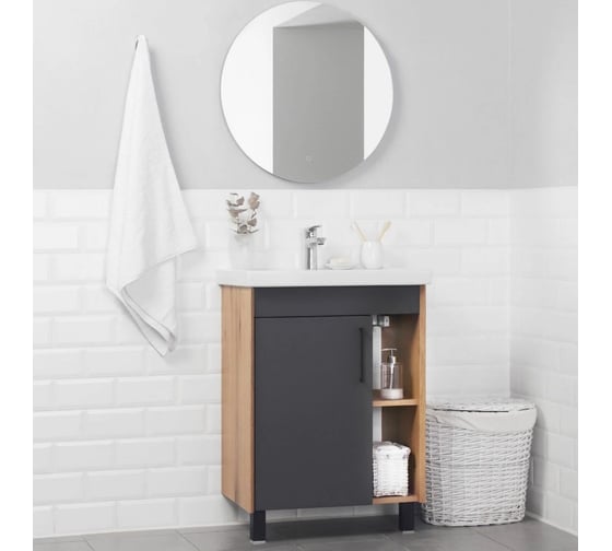 Тумба с раковиной IKA Lite 50 напольная, 500x400x840 Графит 4657792951797