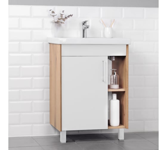 Тумба с раковиной IKA Lite 60напольная, 610x407x840 Белый 4657792951841 1