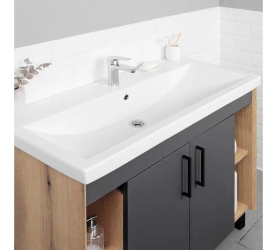 Тумба с раковиной IKA Lite 100 напольная, 1012x455x840 Графит 4657792951957