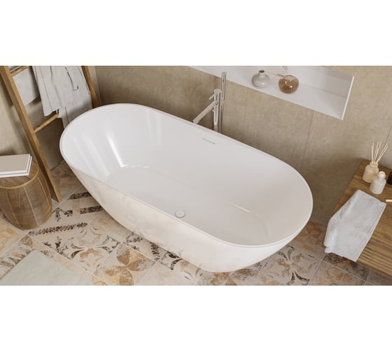 Ванна WHITECROSS Coral X 170x77 (белый глянец) искусственный камень 0203.170077.100